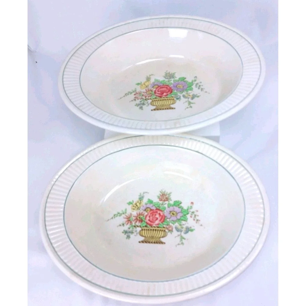 2- Vintage Belmar Wedgewood Open Veg Dish Floral Basket England AK6387 11